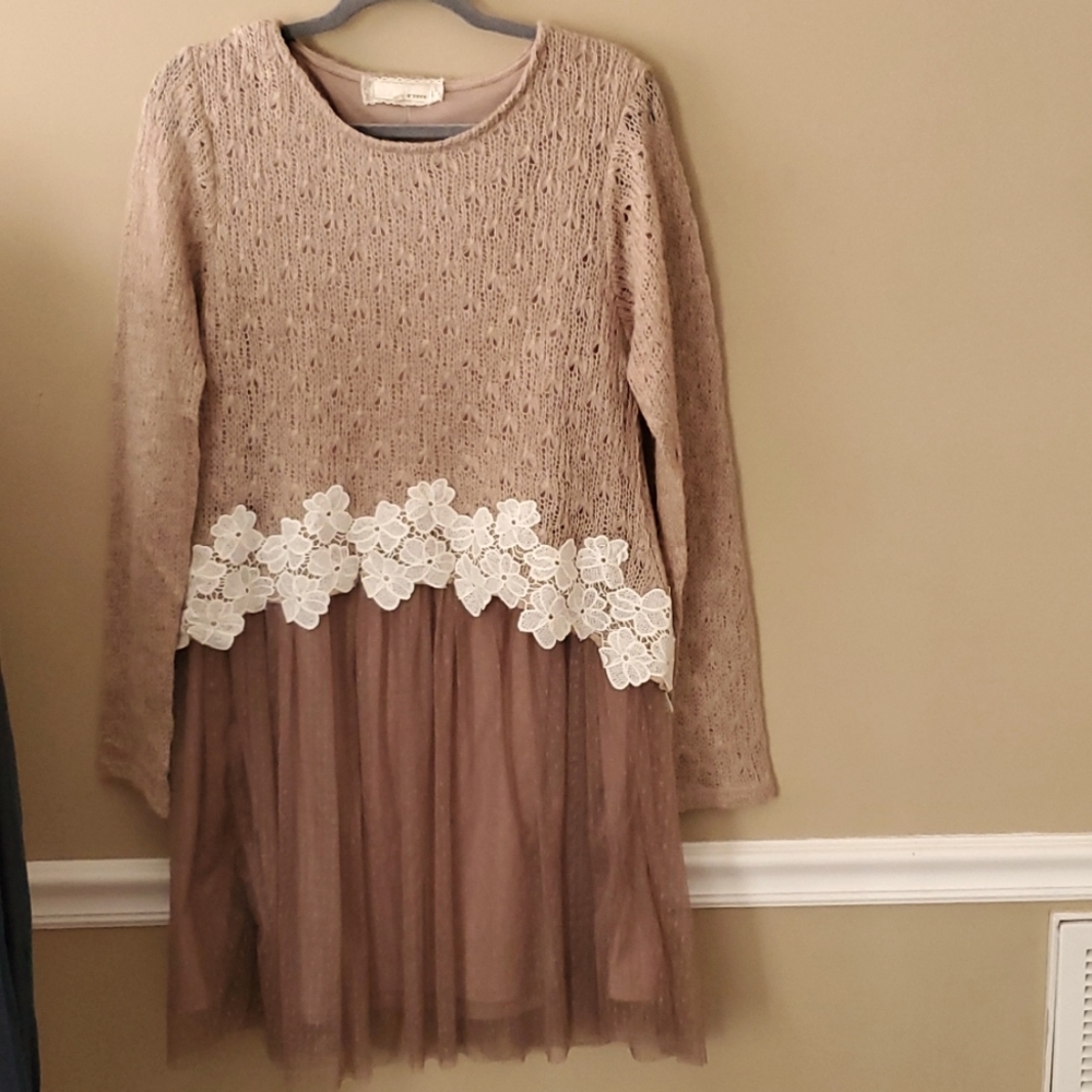 Á Reve Wool Blend Sweater Layered Dress Size L